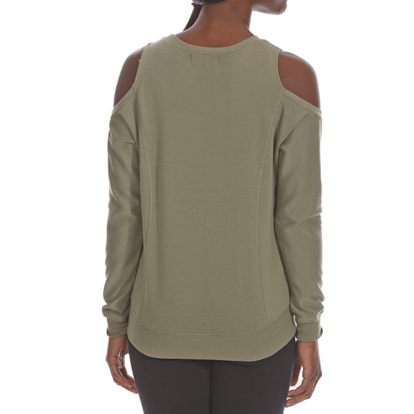 ULTRA FLIRT Juniors' Cold-Shoulder French Terry Long-Sleeve Pullover