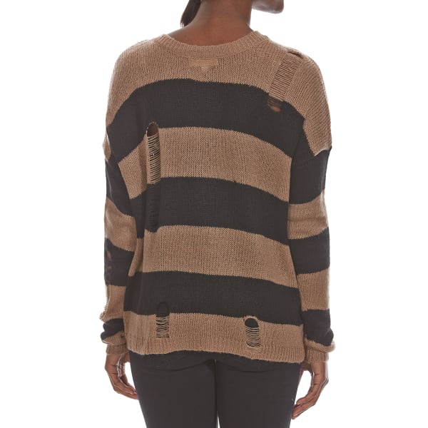 ULTRA FLIRT Juniors' Distressed Long-Sleeve Pullover Sweater
