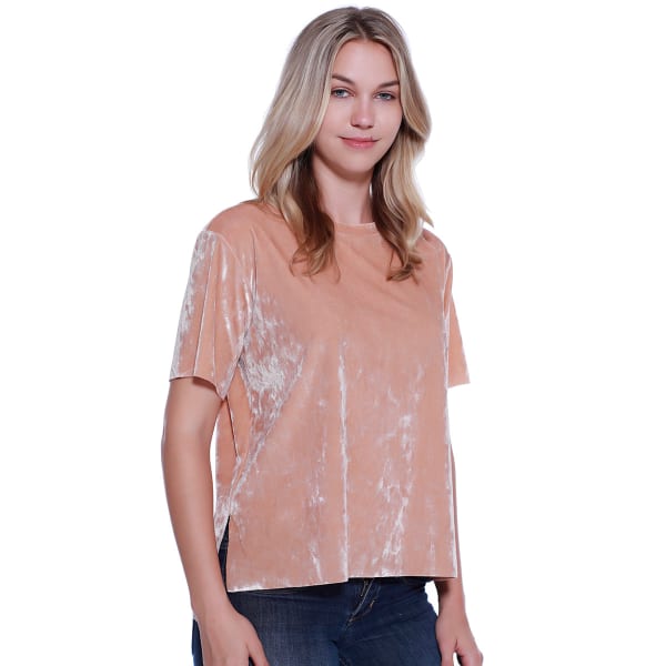 TAYLOR & SAGE Juniors' Velvet Short-Sleeve Top