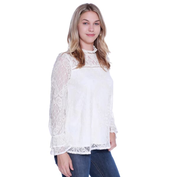 TAYLOR & SAGE Women's Lace High Neck Woven Top