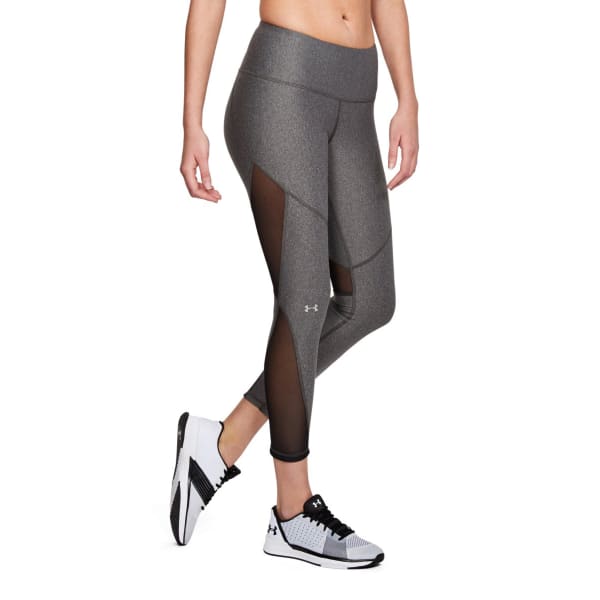 Under Armour HeatGear Women's Mesh Cropped Ankle Leggings in Grey Size L  NEW