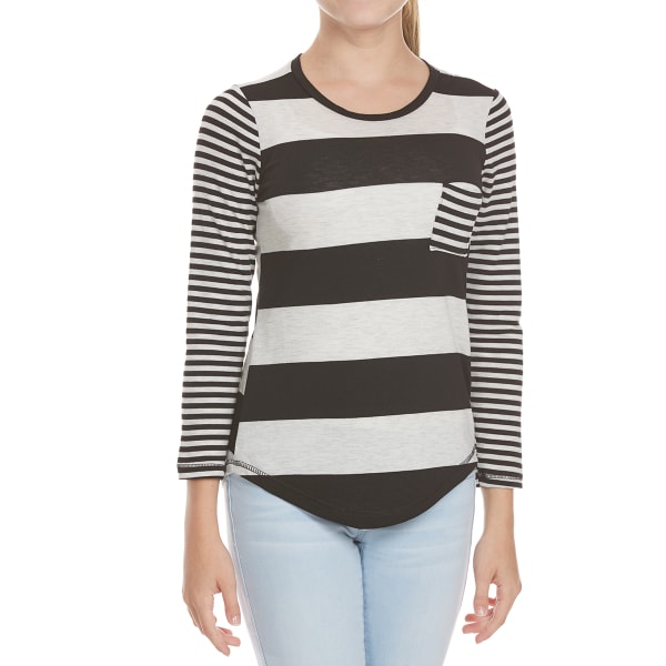 POOF Girls' Striped Long Sleeve FB Tee