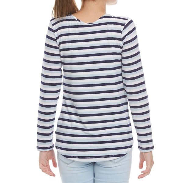 POOF Girls' Striped Sequin Pocket Long-Sleeve Tee