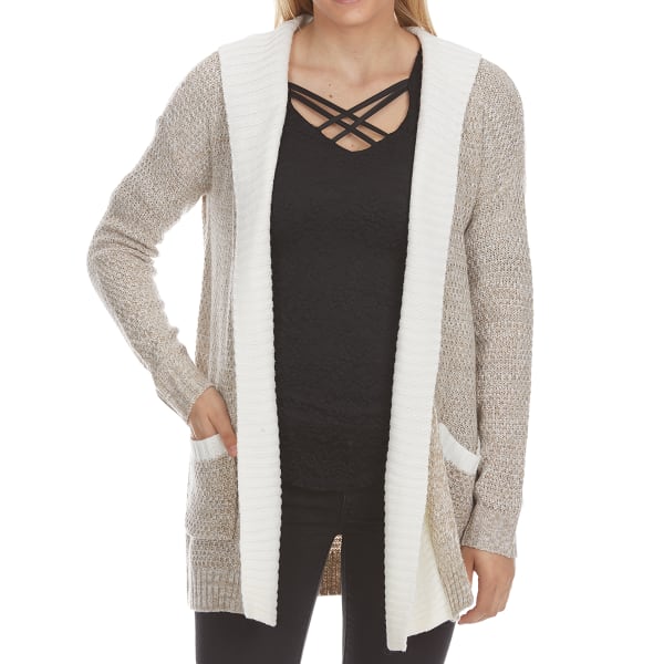 ABSOLUTELY FAMOUS Women's Marled Double-Layer Hooded Cardigan