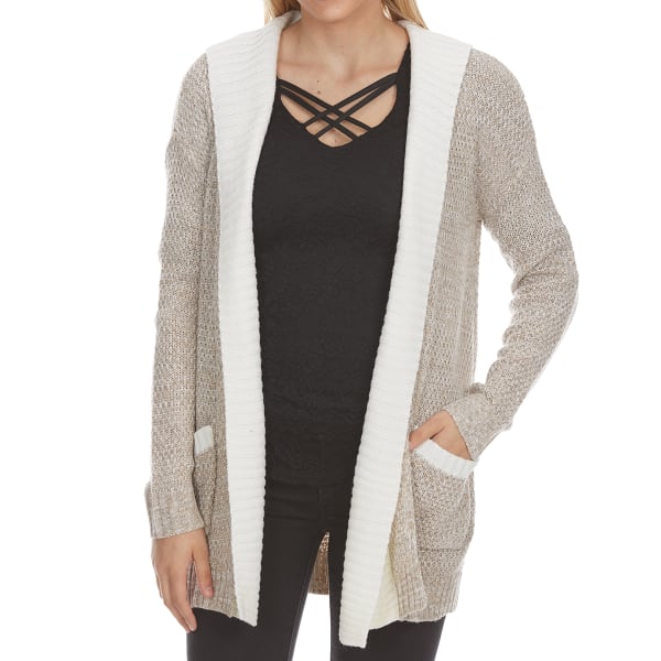 ABSOLUTELY FAMOUS Women's Marled Double-Layer Hooded Cardigan