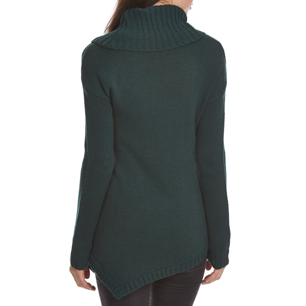 ABSOLUTELY FAMOUS Women's Cowl Neck Asymmetrical Cable Front Long-Sleeve Sweater