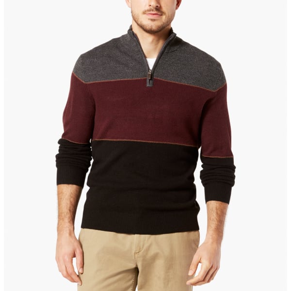 DOCKERS Men's Quarter Zip Colorblock Sweater