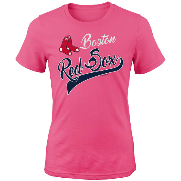 BOSTON RED SOX Girls' Tail Sweep Pink Sugar Glitter Short-Sleeve Tee