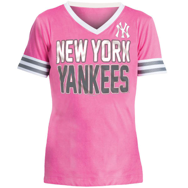 NEW YORK YANKEES Girls' Baby Jersey Rhinestone V-Neck Short-Sleeve Tee