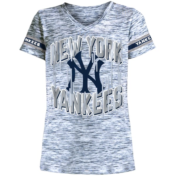 NEW YORK YANKEES Girls' Space-Dye Jersey V-Neck Short-Sleeve Tee