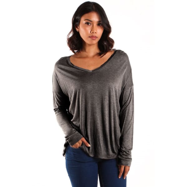 TRESICS FEMME Women's V-Neck Drop Shoulder Long Sleeve Top