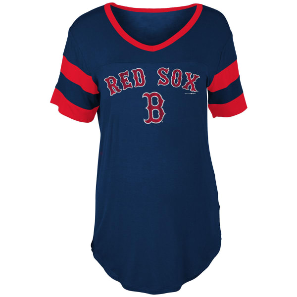 BOSTON RED SOX Women's Rayon Jersey V-Neck Short-Sleeve Tee