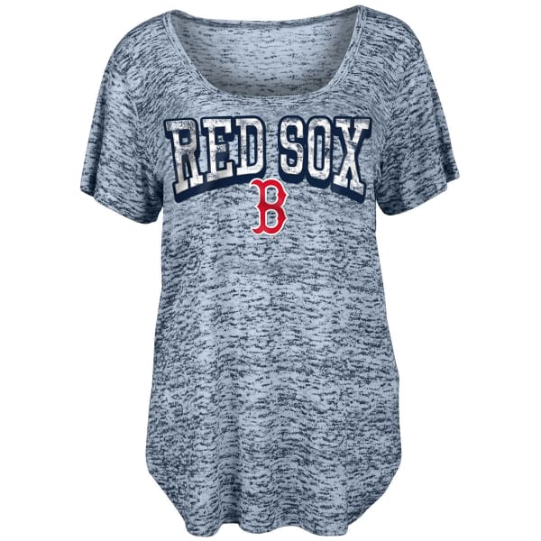 BOSTON RED SOX Women's Ribbed Burnout Wash Scoop Neck Short-Sleeve Tee