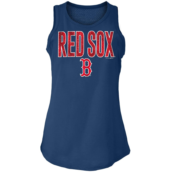 BOSTON RED SOX Women's Baby Jersey Glitter Mesh Back Tank Top