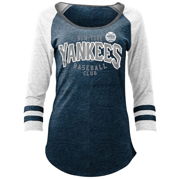 NEW YORK YANKEES Women's Tri-Blend Scoop-Neck 3/4 Sleeve Tee