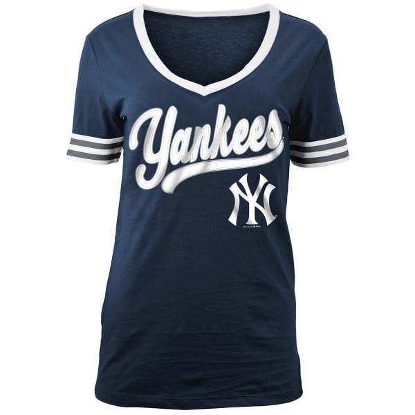 NEW YORK YANKEES Women's Baby Jersey V-Neck Tee