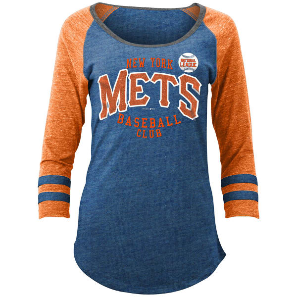 NEW YORK METS Women's Tri-Blend Scoop-Neck Raglan 3/4 Sleeve Tee