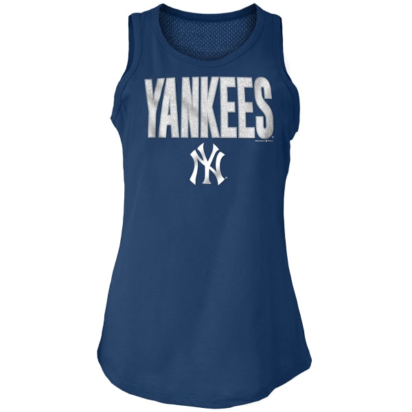 NEW YORK YANKEES Women's Baby Jersey Glitter Mesh Back Tank Top