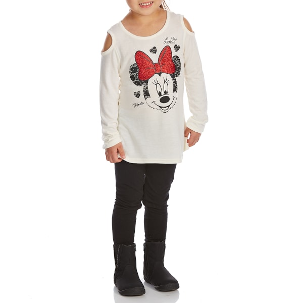 COLD CRUSH Little Girls' Minnie Mouse Cold-Shoulder Top and Leggings Set