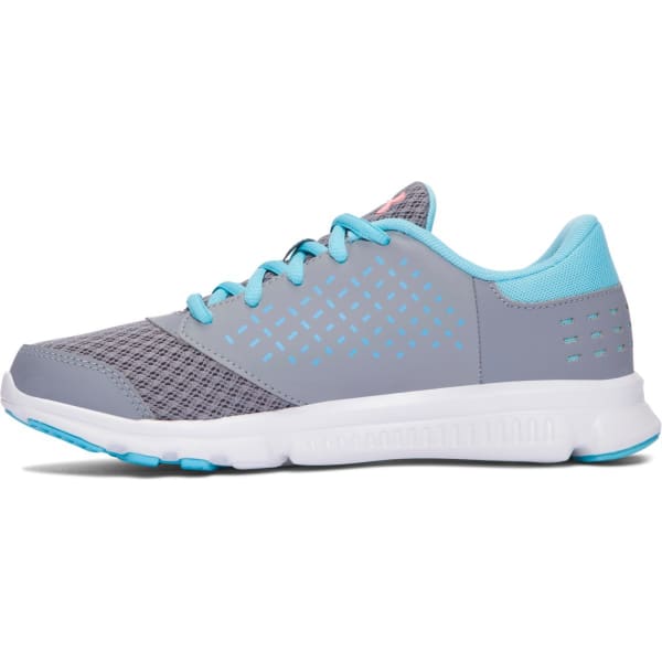 UNDER ARMOUR Girls' Grade School UA Micro G® Rave Running Shoes, Steel/Venetian Blue