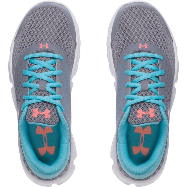 UNDER ARMOUR Girls' Grade School UA Micro G® Rave Running Shoes, Steel/Venetian Blue