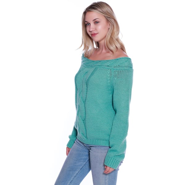 TAYLOR & SAGE Juniors' Cable Boatneck Long-Sleeve Sweater