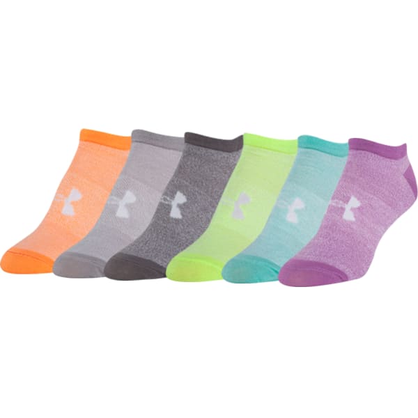 UNDER ARMOUR Big Girls' UA Essential No-Show Socks, 6-Pack