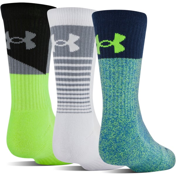 UNDER ARMOUR Big Boys' Phenom 3.0 Crew Socks, 3-Pack