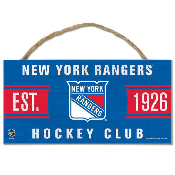 NEW YORK RANGERS Fan Cave Wood Rope Sign