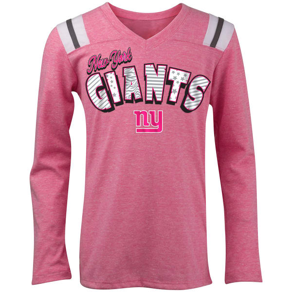 NEW YORK GIANTS Girls' Tri-Blend Pink Long-Sleeve Tee