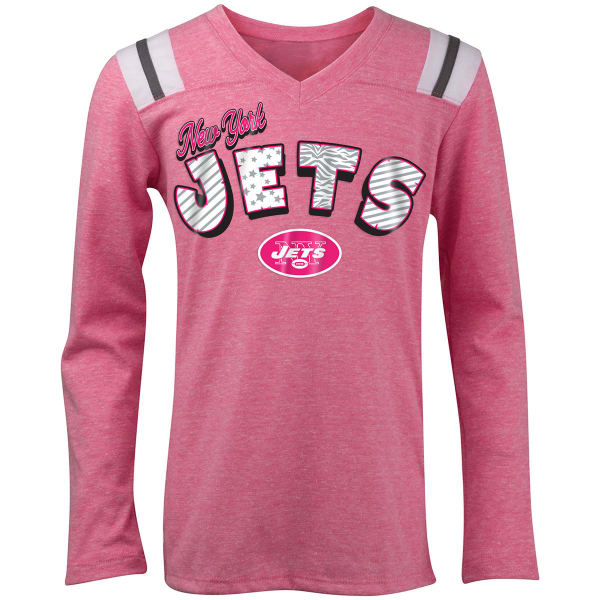 NEW YORK JETS Girls' Tri-Blend Pink Long-Sleeve Tee