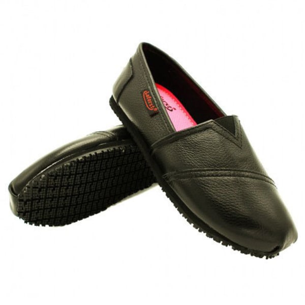 LAFORST Women's Jess Leather Slip-On Slip-Resistant Shoes, Black - Bob ...