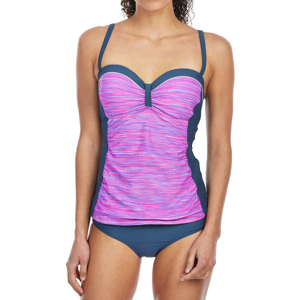 FREE COUNTRY Women's Space-Dye Color-Block Tankini Top