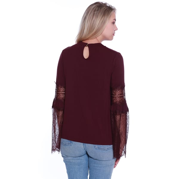 TAYLOR & SAGE Junior's Gigi Lace Bell Sleeve Top