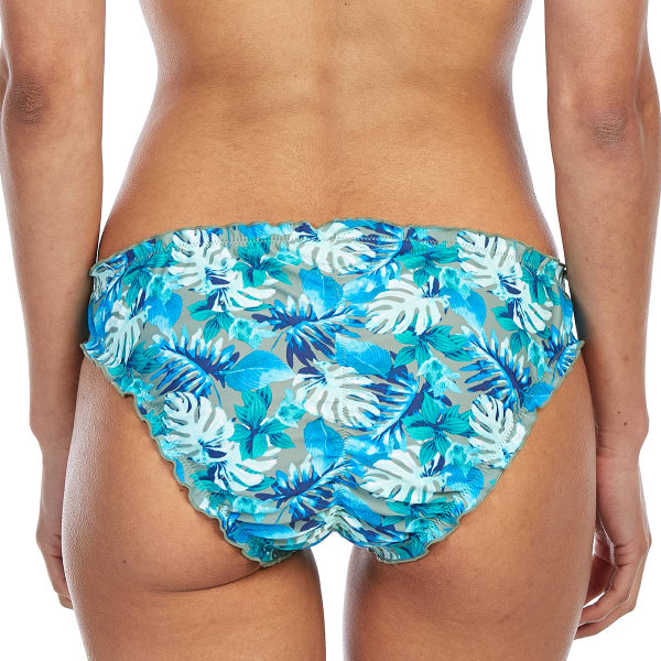 ISLAND SOUL Juniors' Palm Magic Ruffled Edge Cheeky Bikini Bottoms