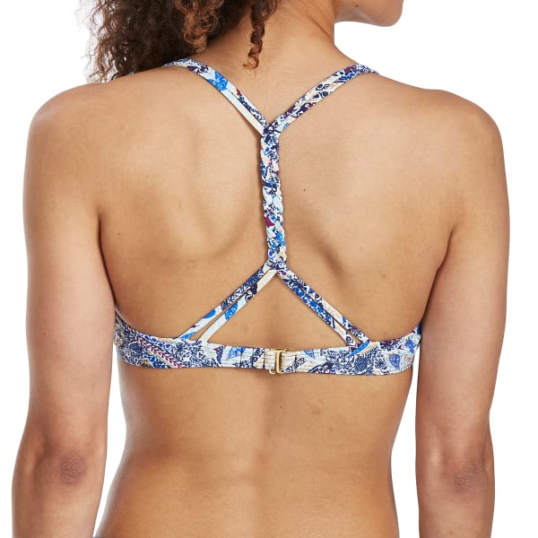 ISLAND SOUL Juniors' Poolside Paisley MacramÃ© Push-Up Bikini Top