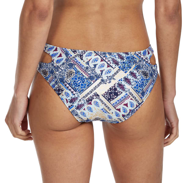 ISLAND SOUL Juniors' Poolside Paisley Cutout Bikini Bottoms