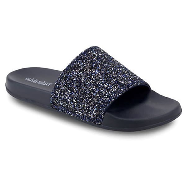 OLIVA MILLER Women's Glitter Slides, Navy