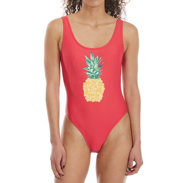 99 DEGREES Juniors' Pineapple Delight Graphic One-Piece Swimsuit