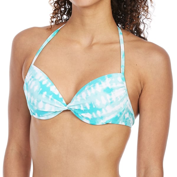 HOT WATER Juniors' High Tide Tie-Dye Push-Up Interlock Bikini Top