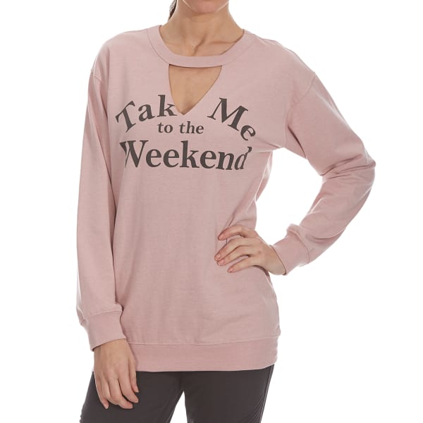 COLD CRUSH Juniors' Take Me To the Weekend Gigi Fleece Long-Sleeve Tunic Top