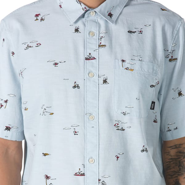 VANS Guys' Tres Palmas Print Woven Short-Sleeve Shirt