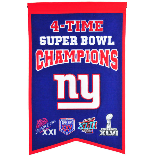 NEW YORK GIANTS 4-Time Super Bowl Champions Banner