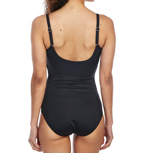 JANTZEN Women's Solid Drape Surplice One-Piece Swimsuit