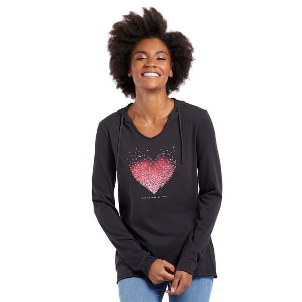 LIFE IS GOOD Women's Heart Love Hooded Smooth Long-Sleeve Tee