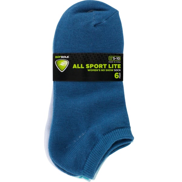 SOF SOLE Women's All Sport Lite Striped No-Show Socks, 6-Pack