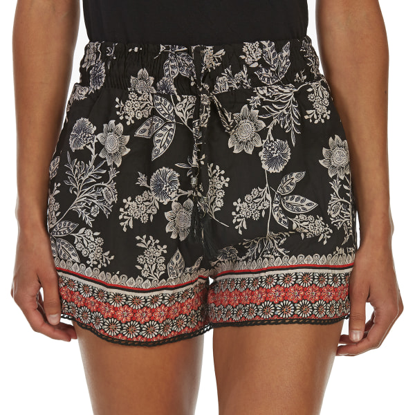 ANGIE Juniors' Tassel-Tie Shorts with Crochet Trim