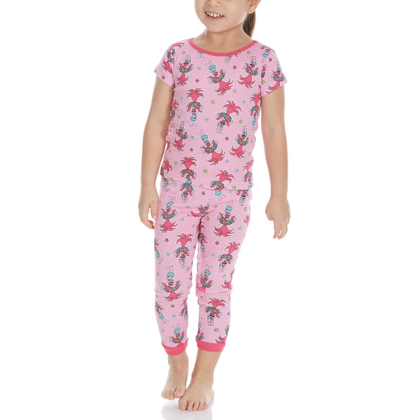 AME Little Girls' 4-Piece Trolls Short-Sleeve Sleep Set