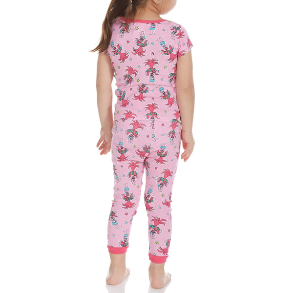 AME Little Girls' 4-Piece Trolls Short-Sleeve Sleep Set