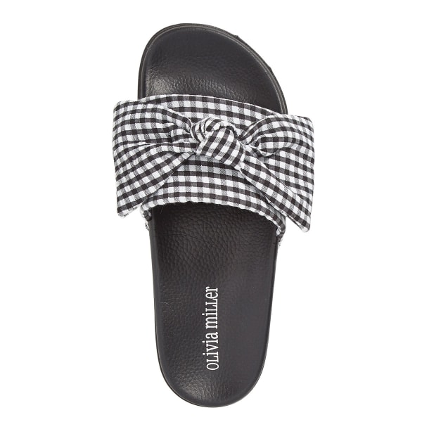 OLIVIA MILLER Women's Gingham Bow Slide Sandals